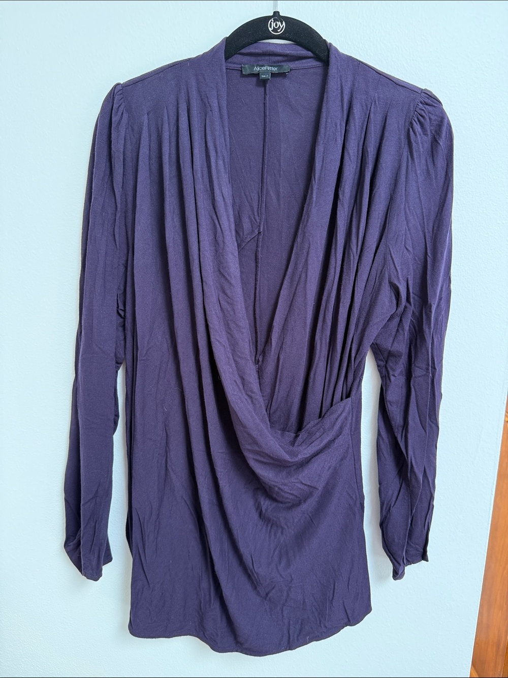 Alice Ritter Deep Purple Draped Long-Sleeve Top